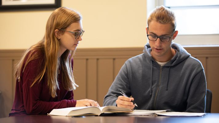 Emmaus students studying in the coffee shop